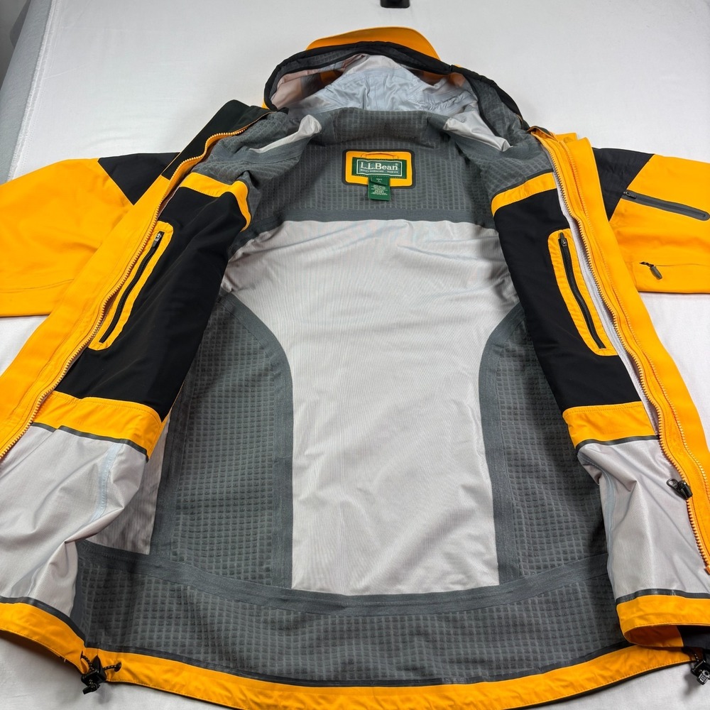 LL Bean Jacket Mens Large Yellow Gore Tex XCR Rain Water Resist Full Zip Outdoor - Picture 6 of 10